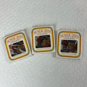 Vintage Sunlights Made in USA Floral Windowpane Suncatcher Window Decor MCM 70s